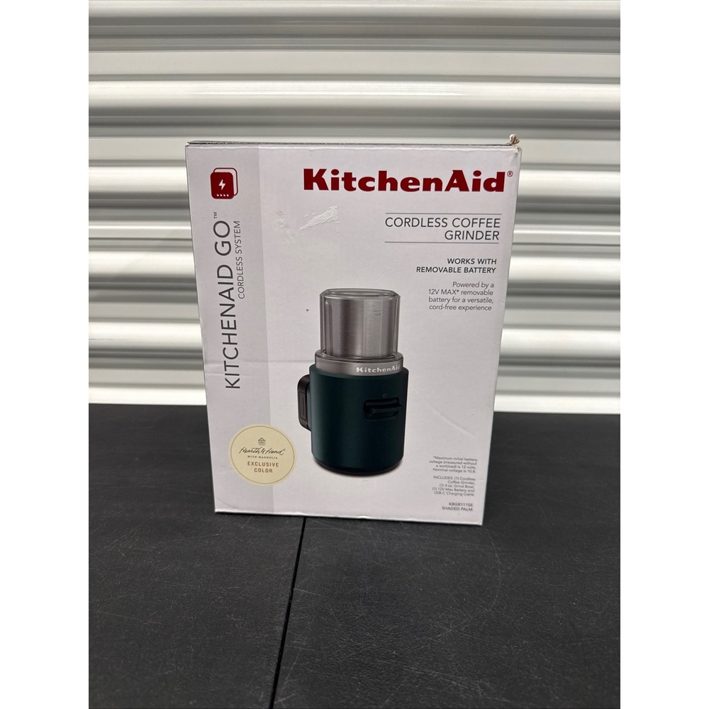 KitchenAid GO Cordless Coffee Grinder Shaded Palm KBGR111SE Hearth & Hand 12V